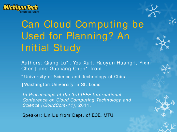 can cloud computing be used for planning an initial study