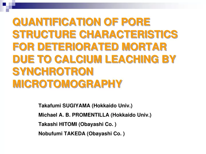 quantification of pore quantification of pore