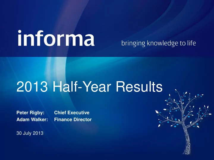 2013 half year results