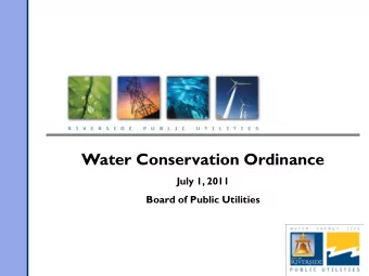 Water Conservation Ordinance  July 1, 2011  Board of Public Utilities  Water Conservation Ordinance