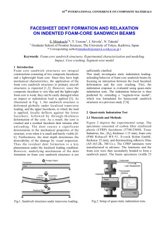 FACESHEET DENT FORMATION AND RELAXATION  ON INDENTED FOAM-CORE SANDWICH BEAMS S. Minakuchi 1 *, T.