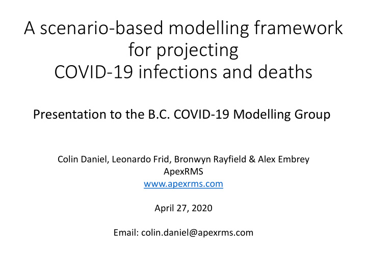 a scenario based modelling framework for projecting covid