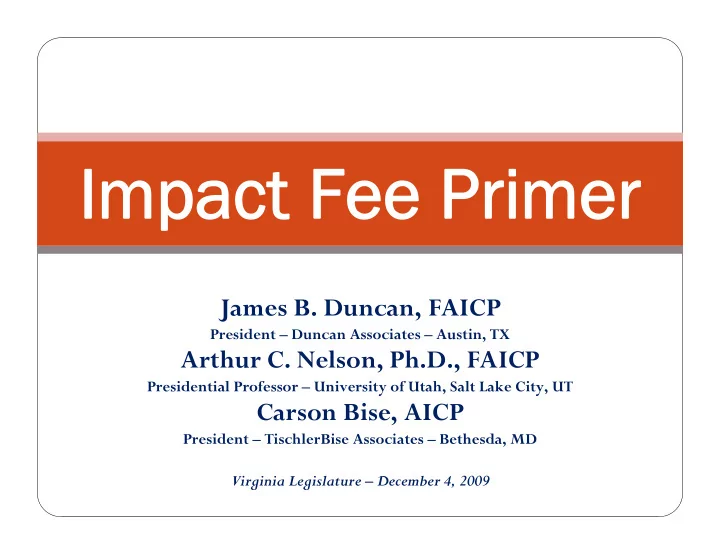 impact fee primer impact fee primer