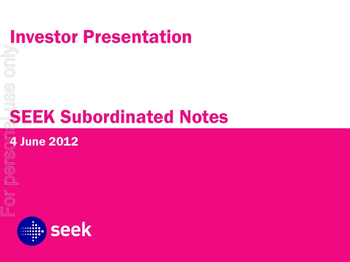 investor presentation