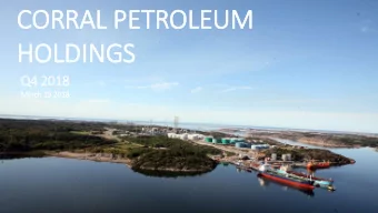 HOLDINGS  Q4 2018  March 19 2018  Presenters  Peder Zetterberg  Petter Holland  CFO (acting)  CEO