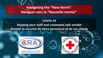 Navigating the New Norm Naviguer vers la Nouvelle norme   COVID-19  Keeping your staff