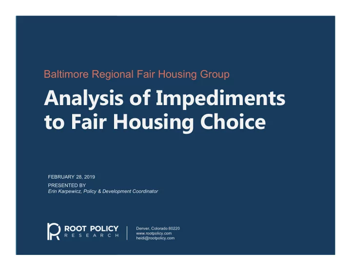 analysis of impediments to fair housing choice
