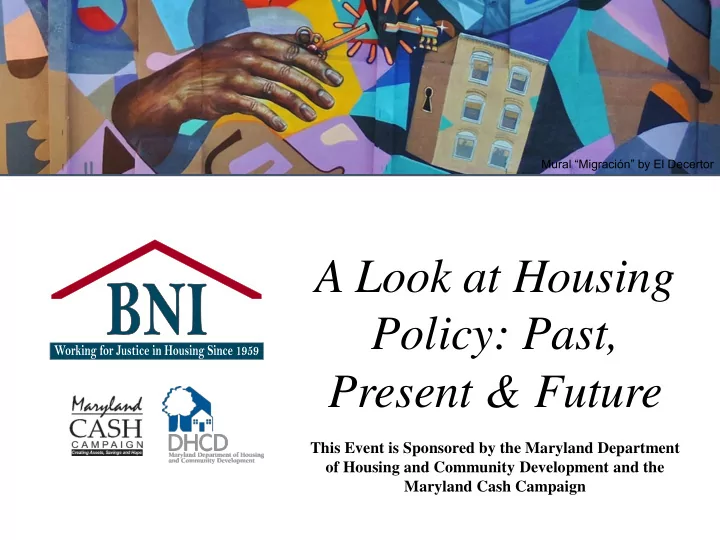 a look at housing policy past present future