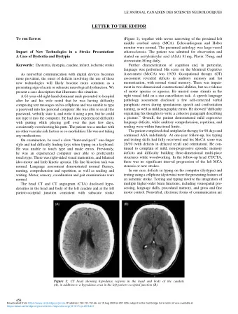 LETTER TO THE EDITOR T O THE E DITOR  (Figure 1), together with severe narrowing of the proximal