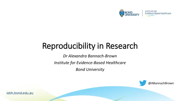 reprod oducibility i y in r resear earch