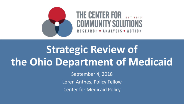 strategic review of the ohio department of medicaid