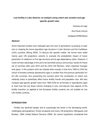 Low fertility in Latin America: an analysis using cohort size variation and age-  specific growth