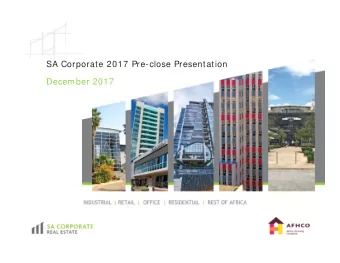 SA Corporate 2017 Pre-close Presentation  December 2017  Agenda    Traditional Portfolio