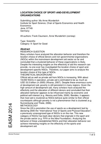 EASM 2014  METHODOLOGY  Since the UN is promotion the use of sports as a development tool by