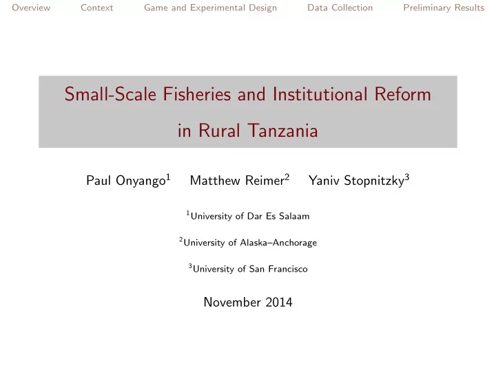 small scale fisheries and institutional reform in rural