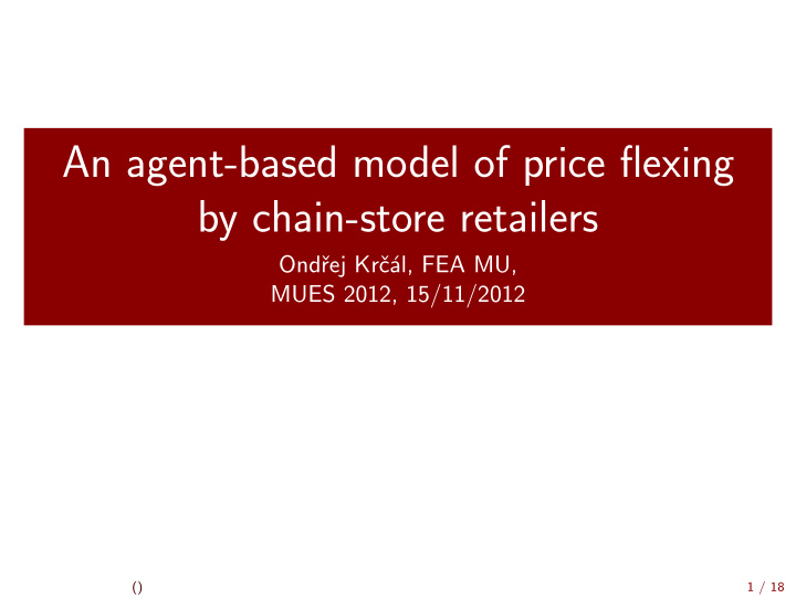 an agent based model of price flexing by chain store