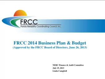 FRCC 2014 Business Plan &amp; Budget  (Approved by the FRCC Board of Directors, June 26, 2013)