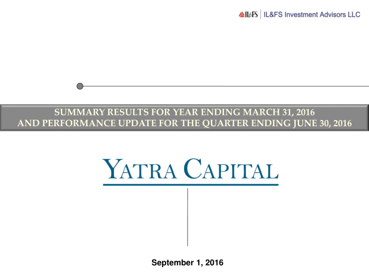 summary results for year ending march 31 2016 and