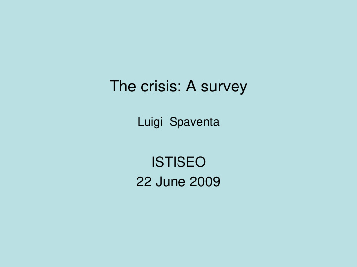 the crisis a survey