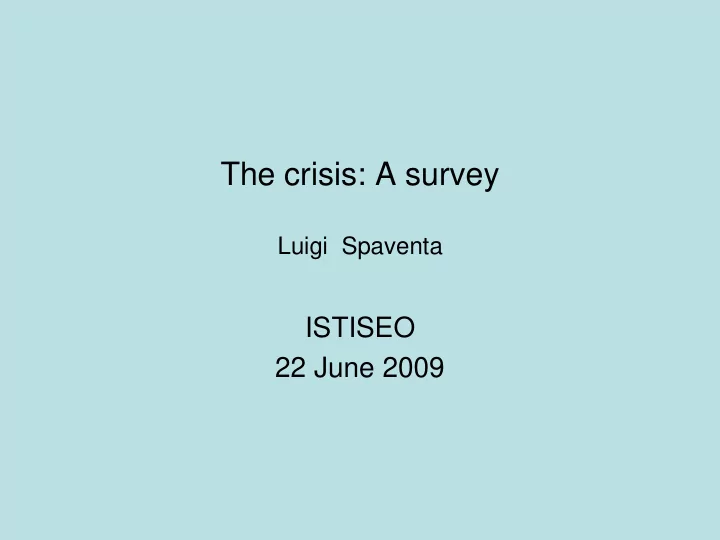 the crisis a survey