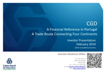 CGD  A Financial Reference in Portugal  A Trade Route Connecting Four Continents  Investor