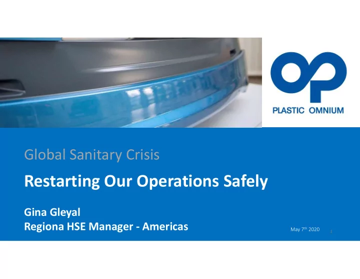 restarting our operations safely
