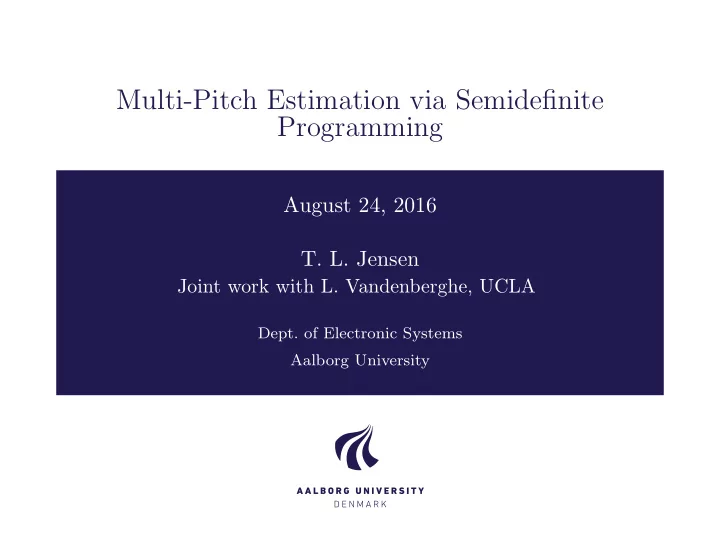 multi pitch estimation via semidefinite programming