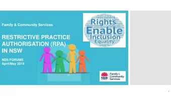 AUTHORISATION (RPA)  IN NSW  NDS FORUMS  April/May 2019  1  Recap  2  States and Territories,