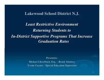 Lakewood School District N.J.  Least Restrictive Environment  Least Restrictive Environment