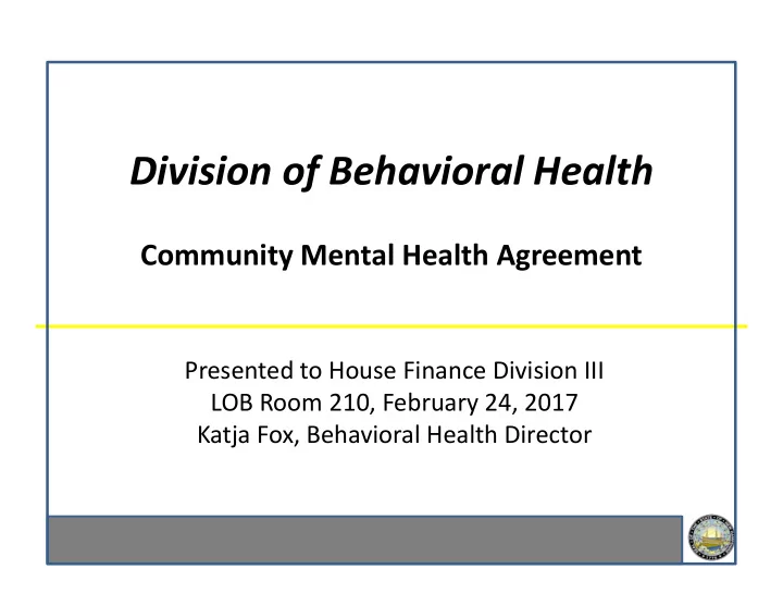 division of behavioral health