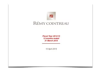 Fiscal Year 2014/15  12 months ended  31 March 2015  15 April 2015  2014/15 Sales Analysis