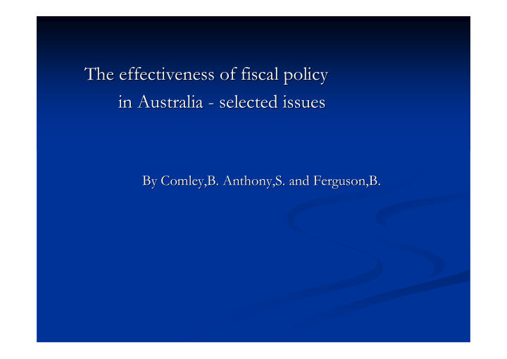 the effectiveness of fiscal policy the effectiveness of