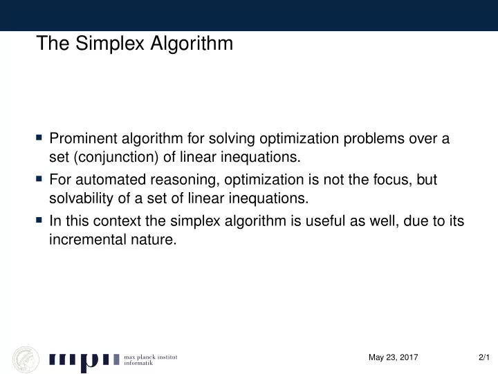 the simplex algorithm