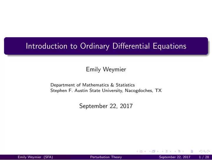 introduction to ordinary differential equations