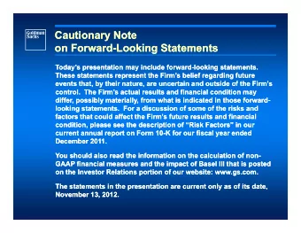 Cautionary Note  Cautionary Note  on Forward  on Forward-  -Looking Statements  Looking Statements