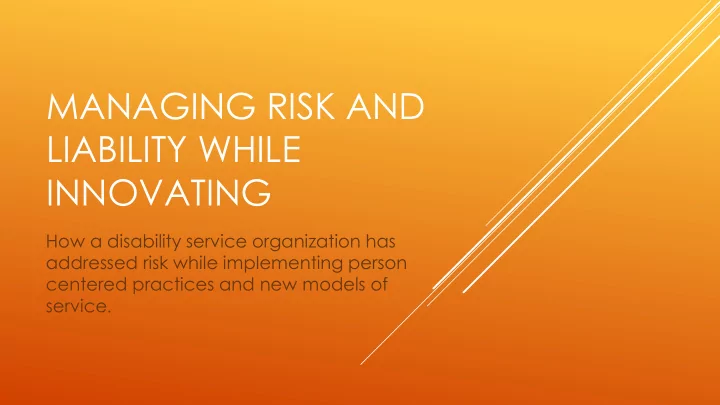 managing risk and