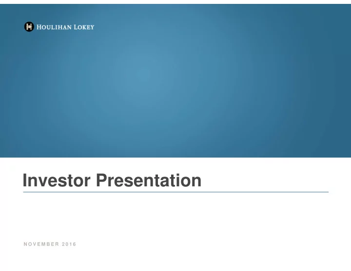 investor presentation