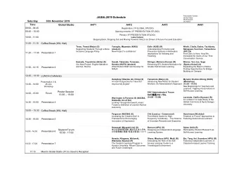 JASAL2019 Schedule  (S) My Share  (R) Research  Saturday  30th November 2019  (A) Admin  Time