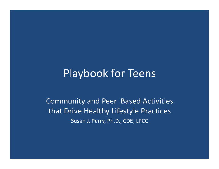playbook for teens
