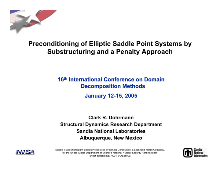 preconditioning of elliptic saddle point systems by