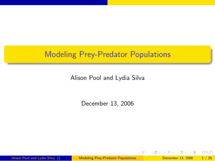 modeling prey predator populations