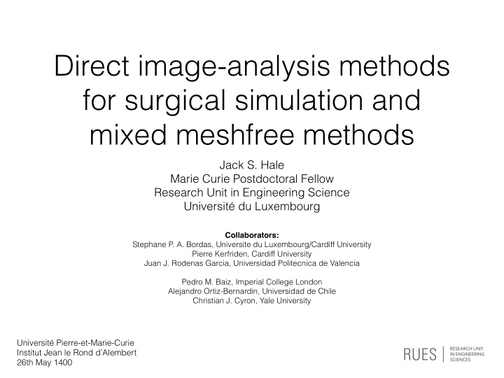 direct image analysis methods for surgical simulation and