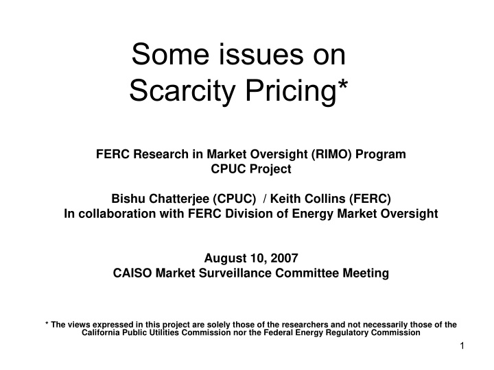 some issues on scarcity pricing