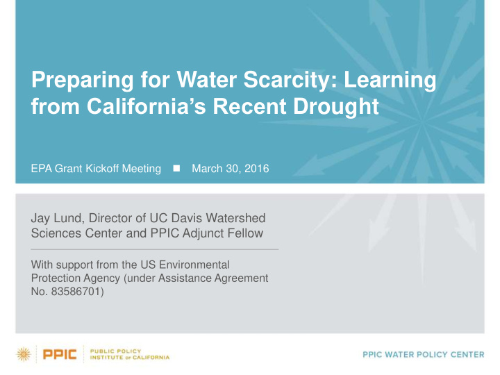 preparing for water scarcity learning from california s