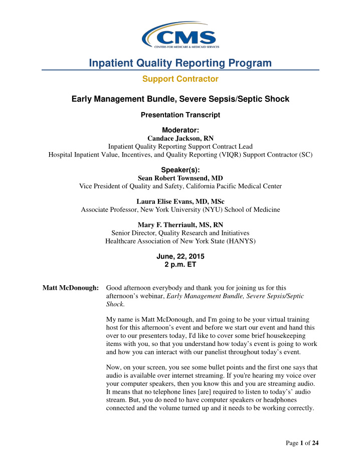 inpatient quality reporting program