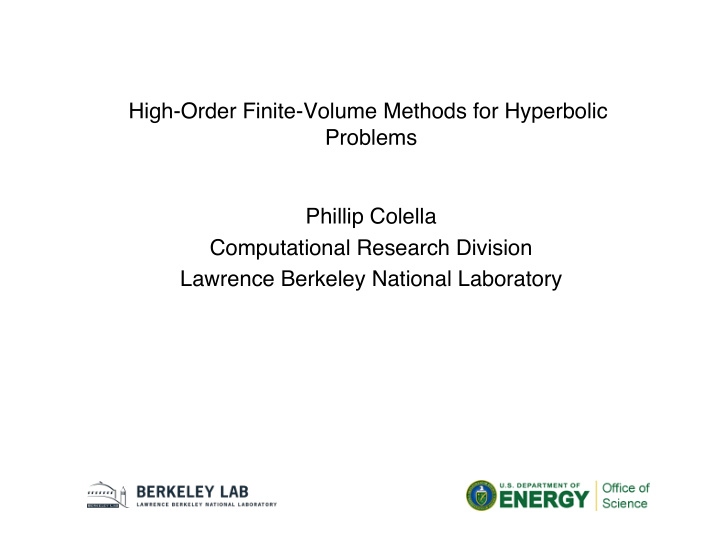 high order finite volume methods for hyperbolic problems