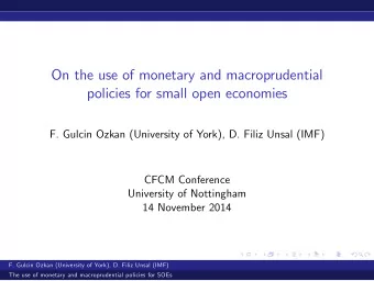 On the use of monetary and macroprudential  policies for small open economies  F. Gulcin Ozkan