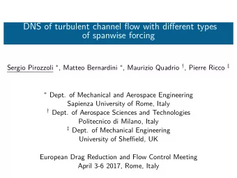 DNS of turbulent channel flow with different types  of spanwise forcing Sergio Pirozzoli  ,