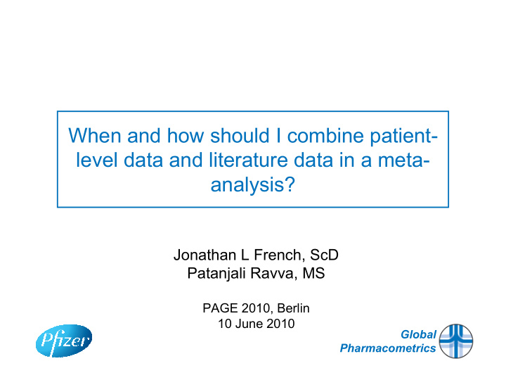 when and how should i combine patient level data and