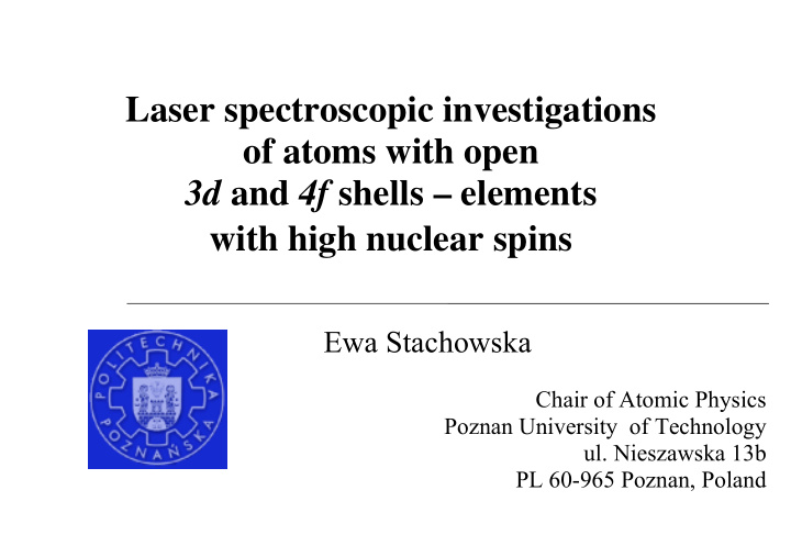 laser spectroscopic investigations of atoms with open 3d